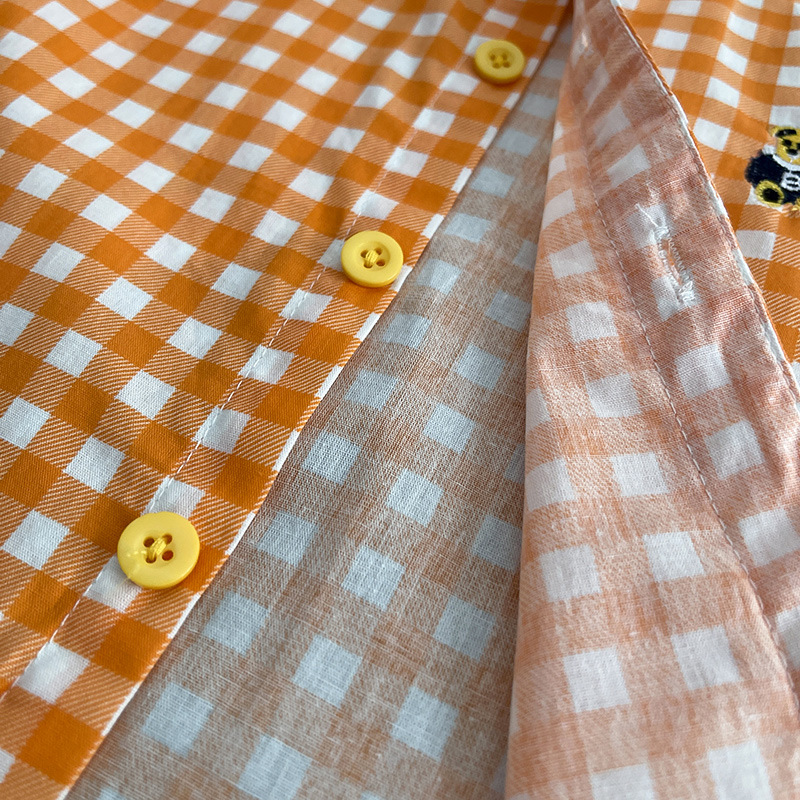 Camisas a cuadros bordadas para niños camisas de primavera y otoño delgadas 2025 nuevas chaquetas de manga larga de primavera y otoño para bebés de moda