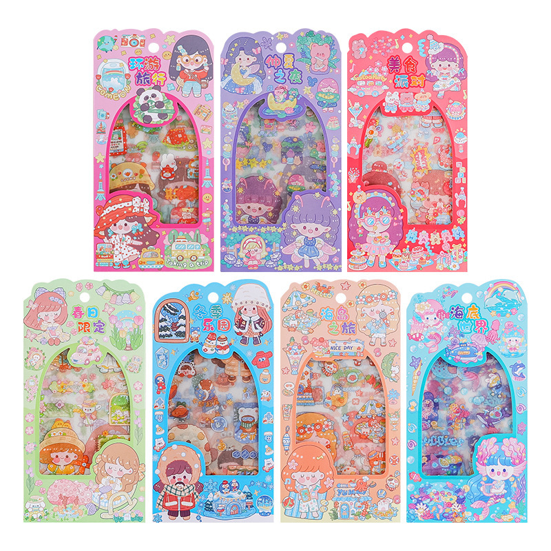 Sweet Girl Collection pegatinas de mascotas impermeables transparentes DIY pegatinas de diario de cuentas transfronterizas adorables pegatinas de tarjetas de niña hermosa