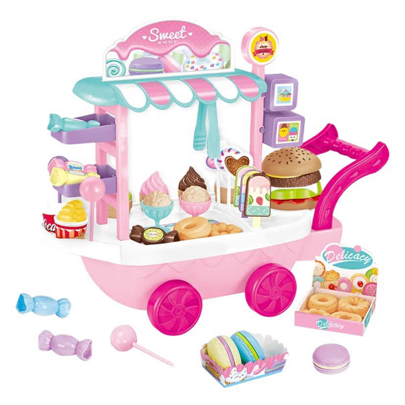 Transfronterizo fan supermercado carro heladería helado barco chica postre vajilla cocina infantil jugar casa Juguetes