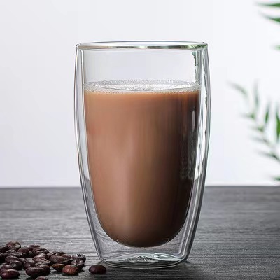 Vidrio de huevo creativo de borosilicato para el hogar de doble capa transparente logotipo impreso taza de té resistente a altas temperaturas vidrio de doble capa