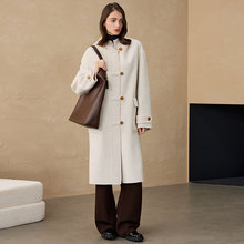 2025秋冬韩系连帽羊毛大衣中长款慵懒外套羊驼毛休闲呢大衣大衣女