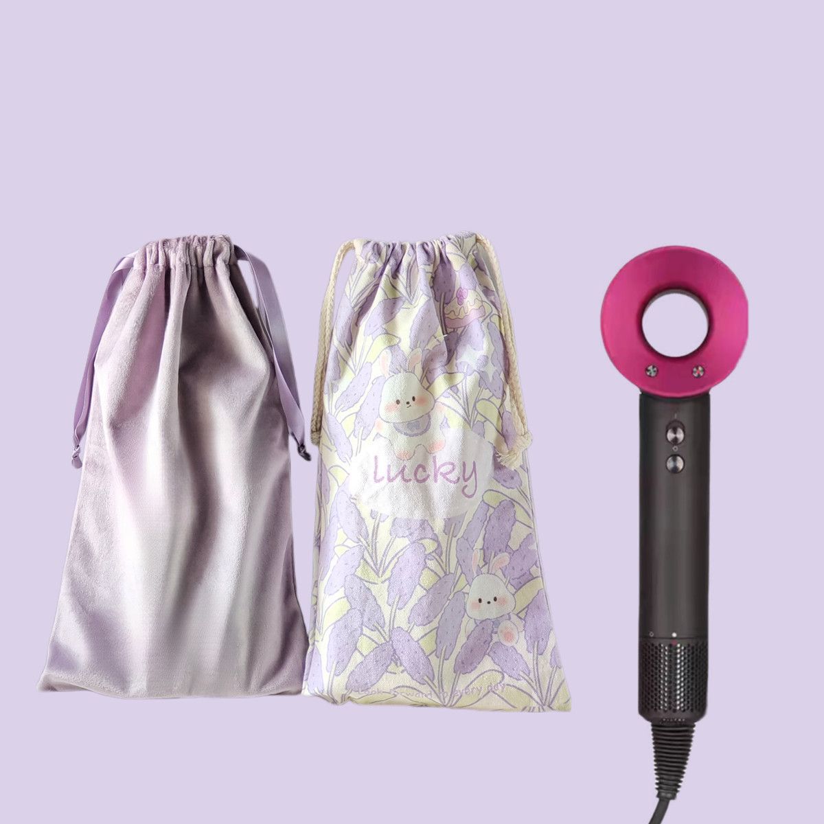 旅行吹风机收纳袋适用徕芬戴森风筒帆布绒布抽绳束口便携式防尘袋