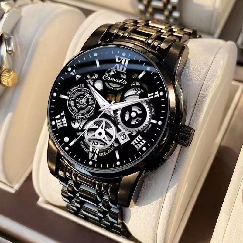 Men's Watch Swiss Genuine Automatic Non-Mechanical Quartz Watch Student Business High-End Luminous Waterproof Steel Band