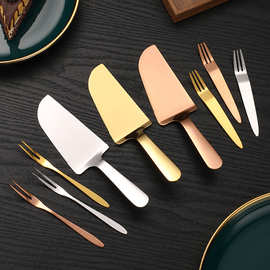 批发不锈钢蛋糕铲生日刀叉甜品水果叉披萨刀西叉烘焙工具可印logo