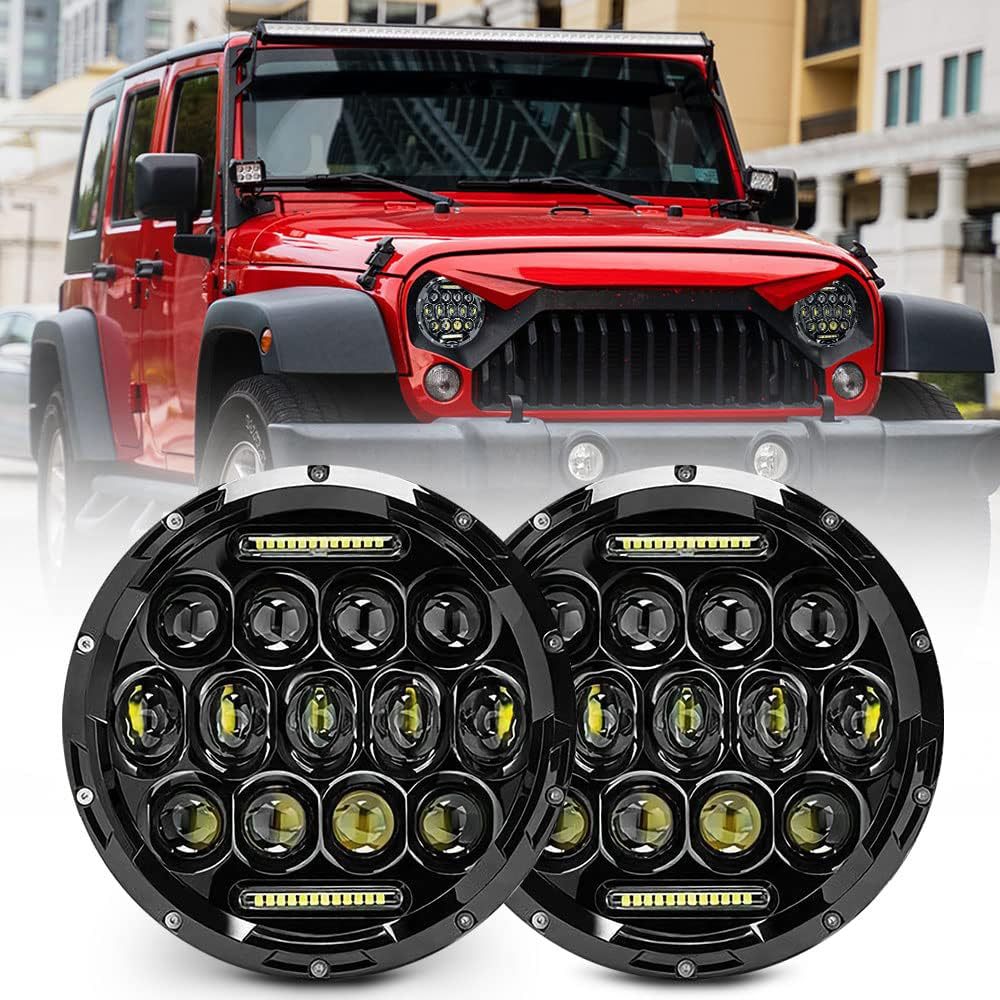 Faros LED transfronterizos Faros Wrangler de 7 pulgadas Faros Wrangler redondos de 75W Faros de automóvil modificados