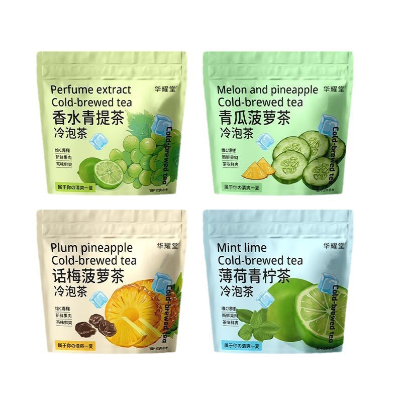 Fruit Cold Brew Tea 35g 7 Sachets Mint Lime Pineapple Cucumber Green Grape Refreshing Iced Herbal Drink preparation