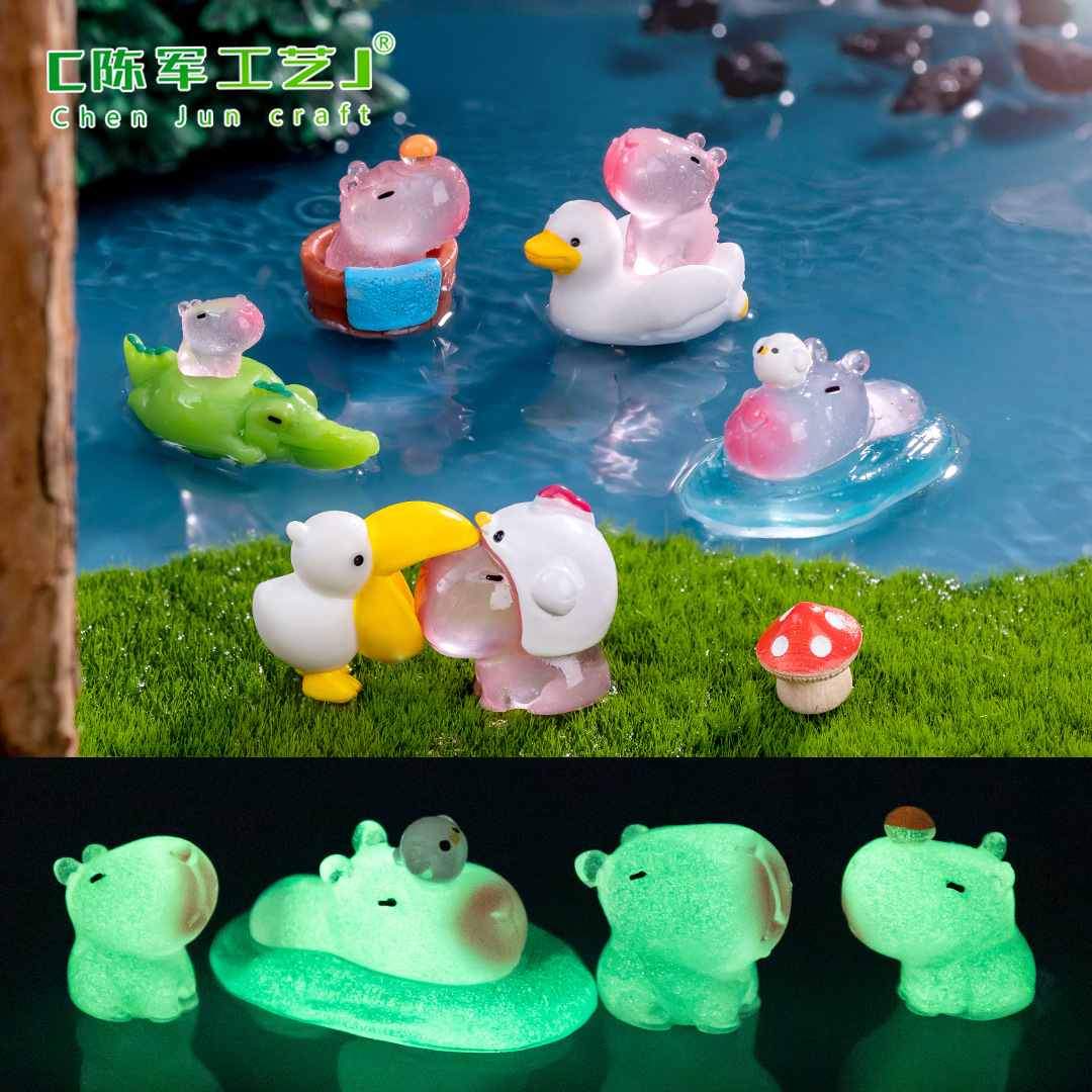 Mini figura decorativa de capibara luminosa – adorno creativo para escritorio o micro paisaje DIY