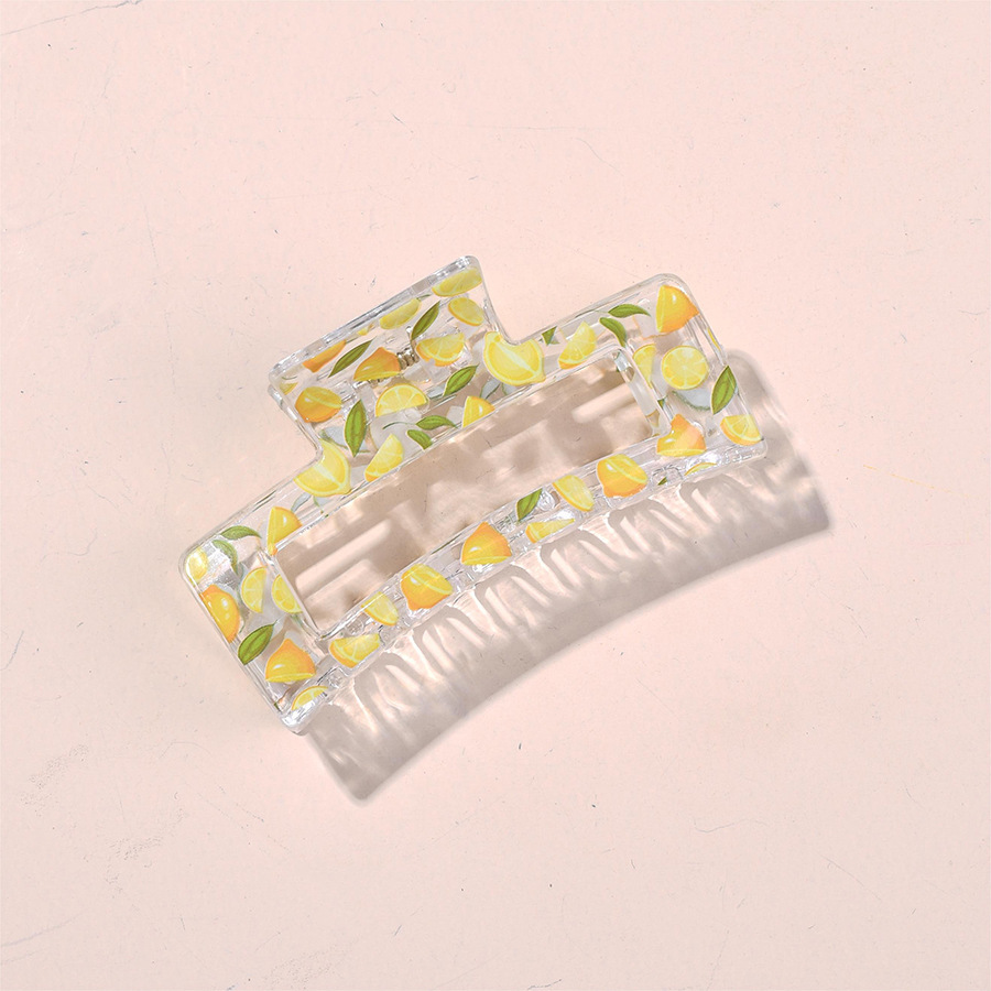 Cruzando la frontera 10,5 cm cuadrado gran clip de agarre fruta floral elegante en la parte posterior de la cabeza horquilla de la placa horquilla de tiburón tocado de agarre para el cabello