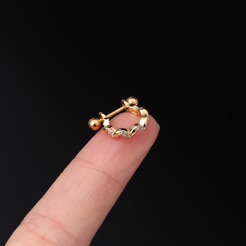 Ear Cartilage Rings & Studs Fashion Crown Copper Plating Artificial Gemstones display picture 10
