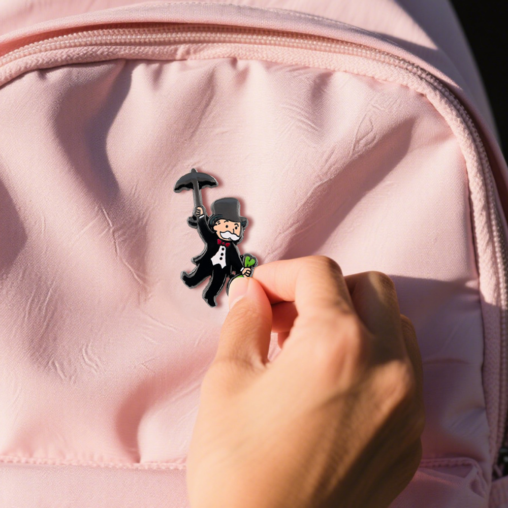 Monopoly Brooch, Uncle Badge Holding a Money Bag, Backpack Pendant, Clothing Accessory, Fun Gift