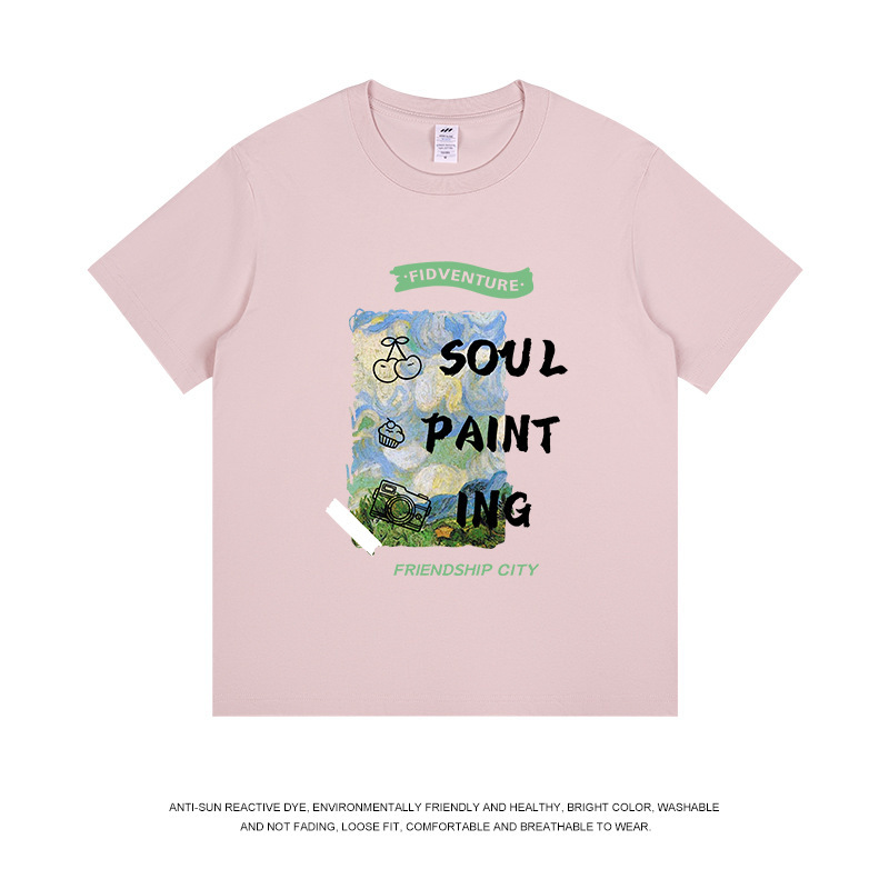 メンズアメリカンレトロプリントTシャツ、メンズティーンエイジャー向け、半袖、ラウンドネック、ゆったり、カラフル、インナーとしても着用可能、女性向けインスタイル|undefined