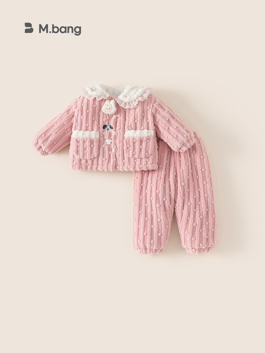 Yoobao ropa infantil 2025 nuevo pijama infantil niñas otoño invierno con un conjunto de dibujos animados de terciopelo de invierno para niñas ropa de hogar