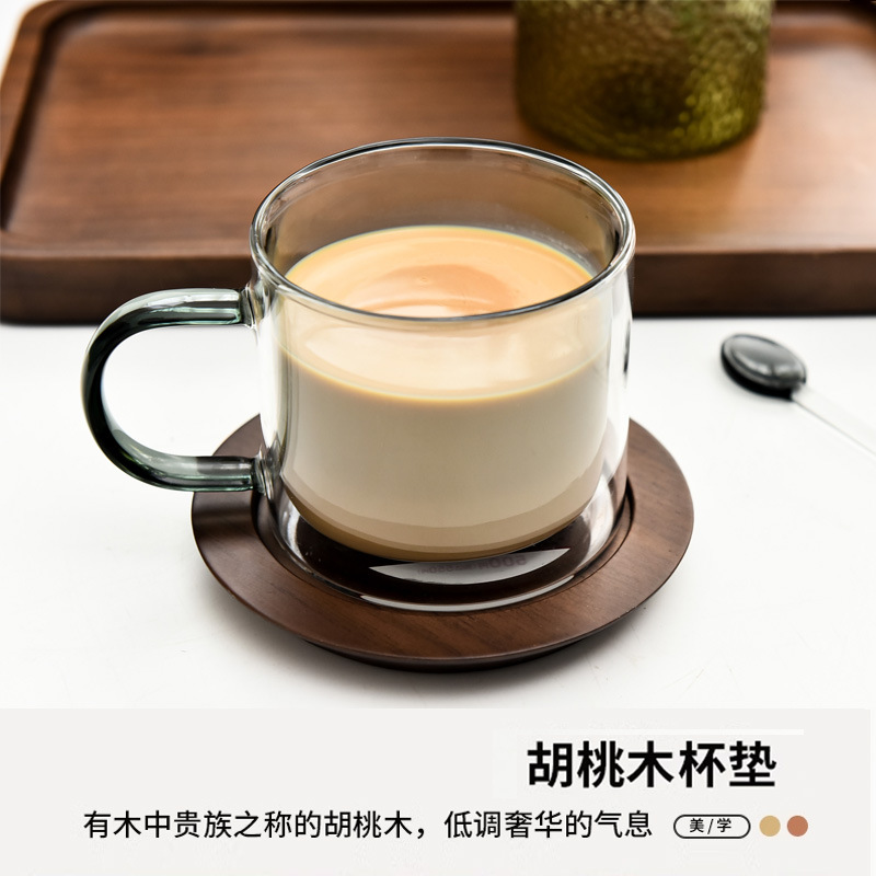 Traje DE ALTO aspecto taza de café de doble capa de vidrio con aislamiento de hielo taza de latte americano taza de desayuno taza de leche caja de regalo