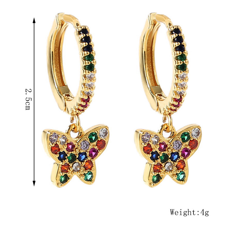 Boucles D&#39;oreilles Papillon En Zirconium Incrustées De Cuivre Exquises display picture 1