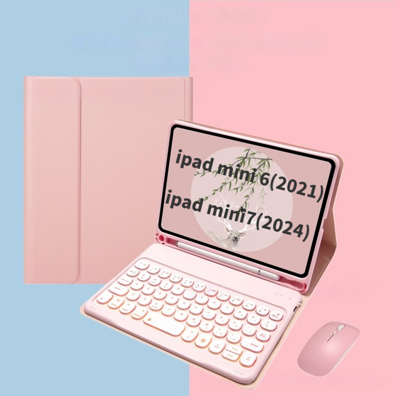 iPad Mini6 Tablet Protective Case Mini 123456 Shell Wireless Bluetooth Keyboard Leather Case Round Cap Suitable
