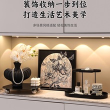 中古风玄关装饰摆件放钥匙收纳进门口法式复古鞋柜软装新中式摆画