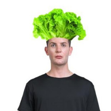 Creativo y extraño tocado de lechuga, tocado de verduras, accesorios de fotografía, decoración interesante