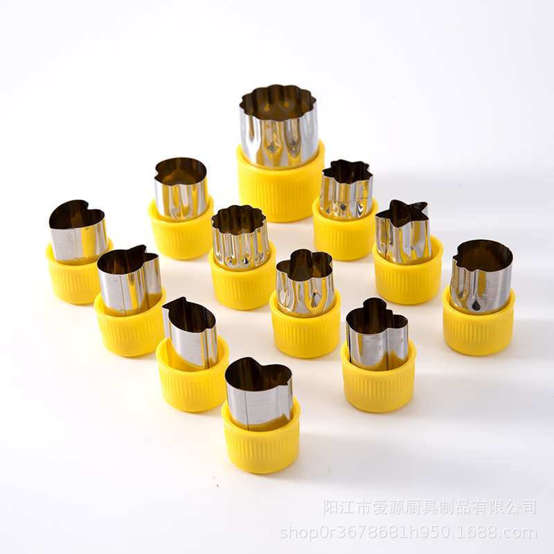 Molde de la galleta molde de impresión de acero inoxidable conjunto de 12 piezas molde de corte de frutas y verduras molde de superficie de mariposa