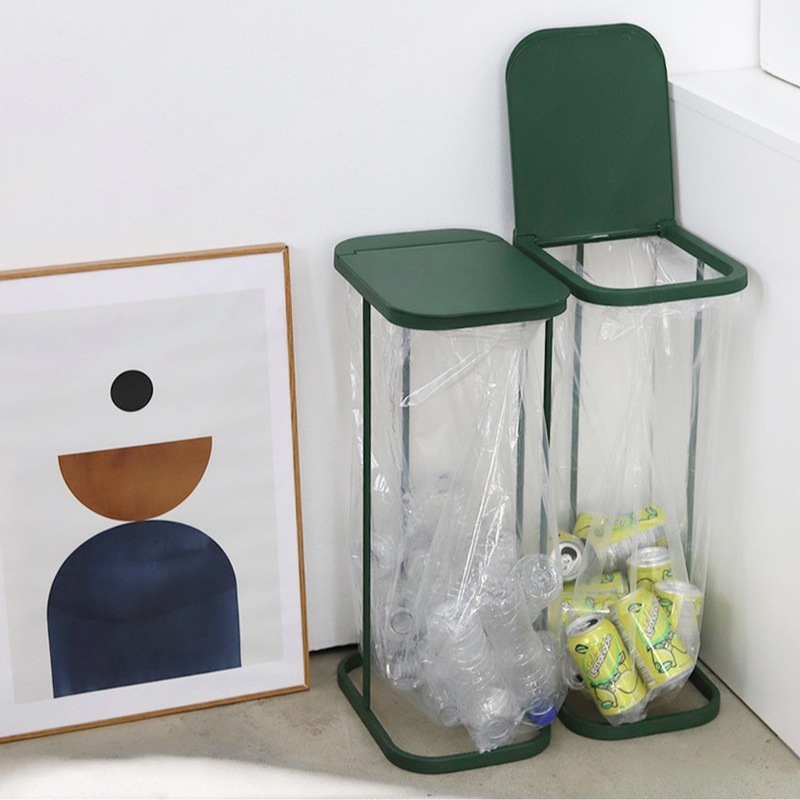 Amazon's Large Flip-Top Trash Bin for Dry and Wet Waste Classification, Metal Trash Bag Holder, Plastic Dry and Wet Waste Classification Amazon's Large Flip-Top Trash Bin for Dry and Wet Waste Classification, Metal Trash Bag Holder, Plastic Dry and Wet Waste Classification
