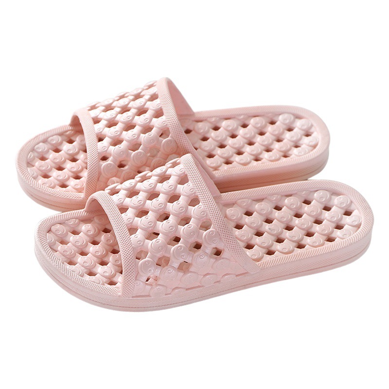 New Slippers Women's Dormitory Leakage Hollow Smiley Home Summer Indoor Household Bathroom Bathing Couple Men's and Women's Slippers