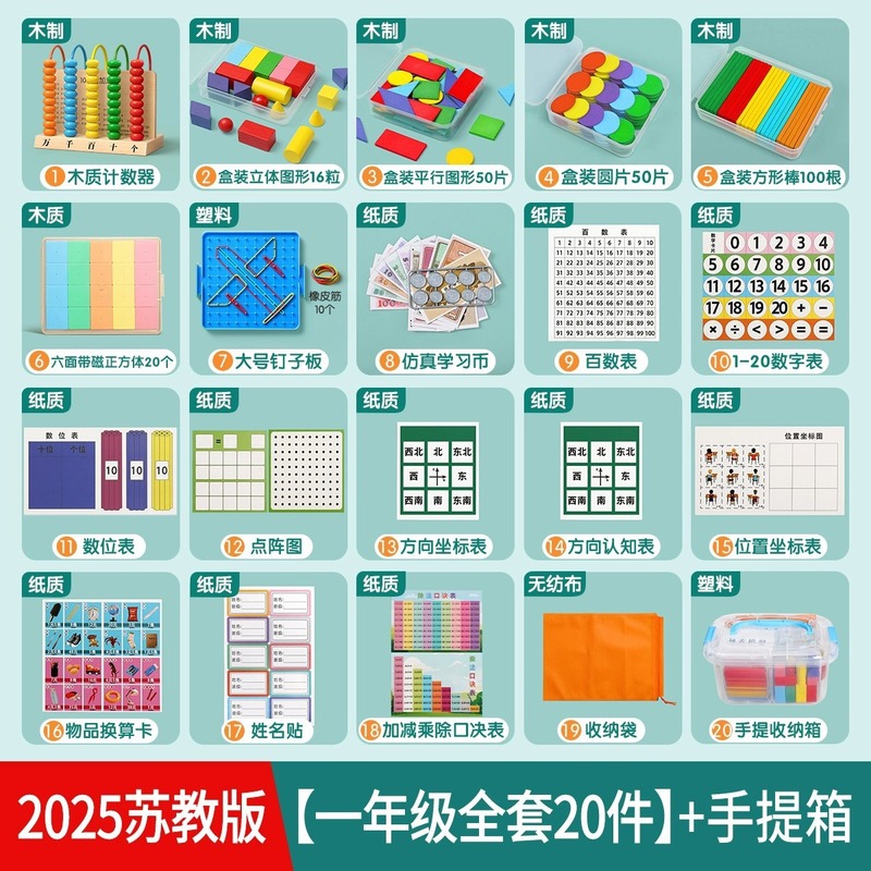 一年级数学教具全套二上册学具盒小学生人教版25必备套装学习用品|undefined