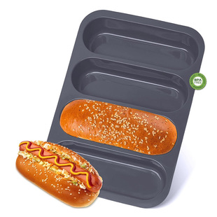 Cross-Border Hot Selling Silicone Hot Dog Mold 4-Slot Food Grade Hot Dog Baking Pan DIY Baking Mini Baguette Mold
