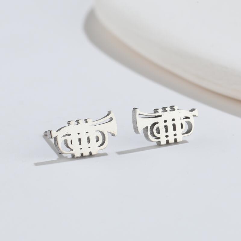 1 Pair Quantity PVD Coated 18K Gold Real Gold Plated Musical Instrument 304 Stainless Steel Fashion Waterproof Non Tarnish Ear Studs