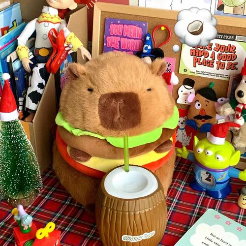 Hamburg Kapika Pibala doll doll guinea pig plush toy cute burger capybara birthday gift