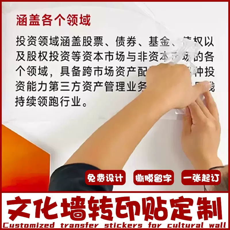 文化墙转印贴定制企业公司广告宣传背景墙uv贴纸展厅装饰水晶墙贴