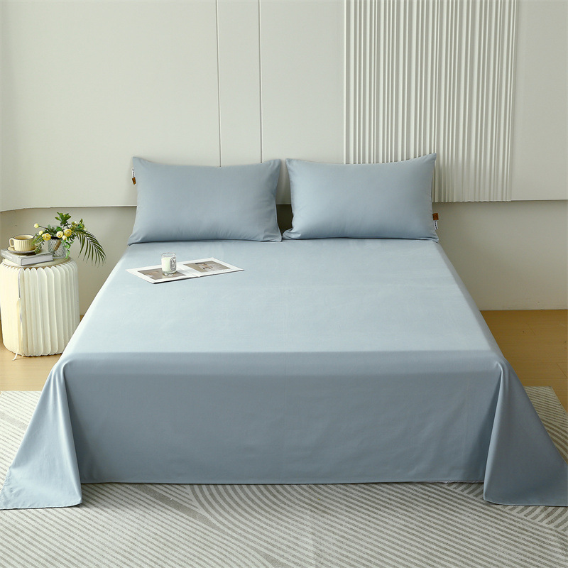 Autumn and Winter Long-staple Cotton Thickened Pure Cotton Scrub Bed Sheet Single Piece 100 Pure Cotton Solid Color Double Sheets Baby Blue