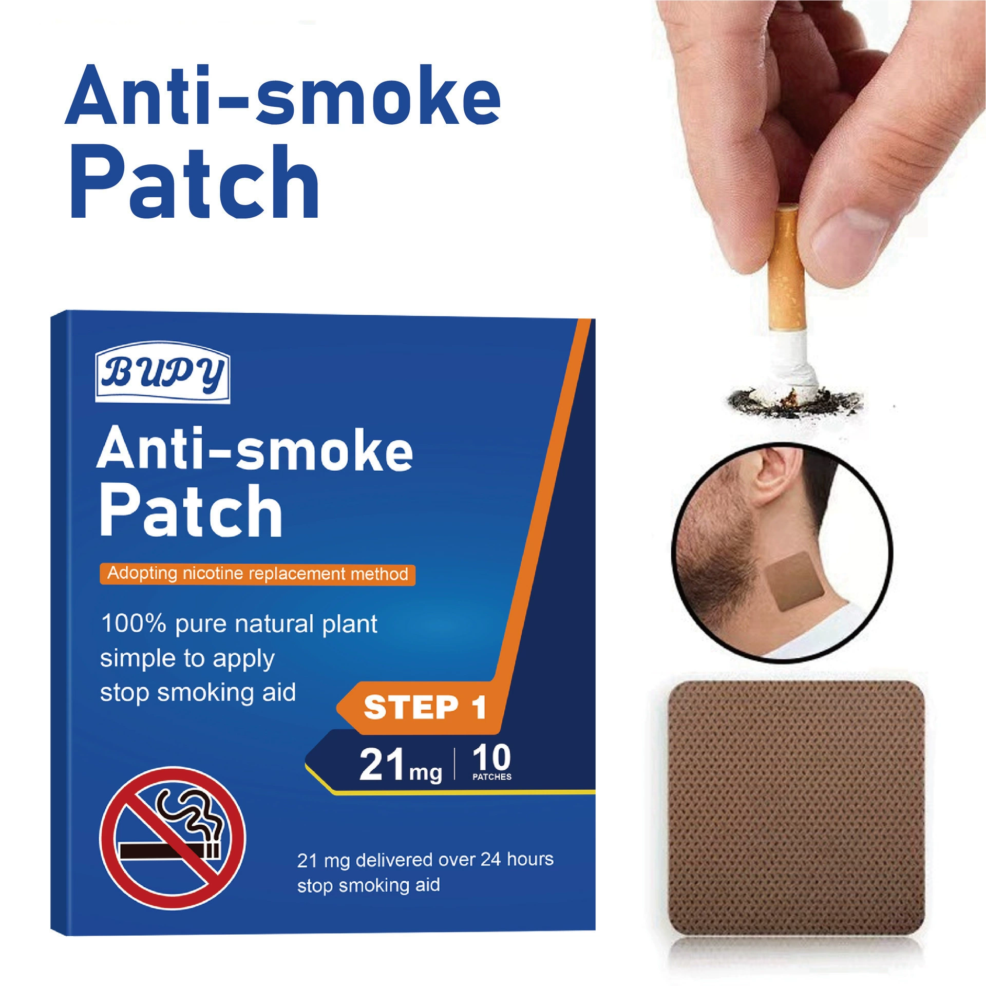 Трансграничный пластырь для отказа от курения Bupy заменяет никотиновый пластырь для здоровья, растительный экстракт для облегчения никотиновой зависимости и помощи в отказе от курения.