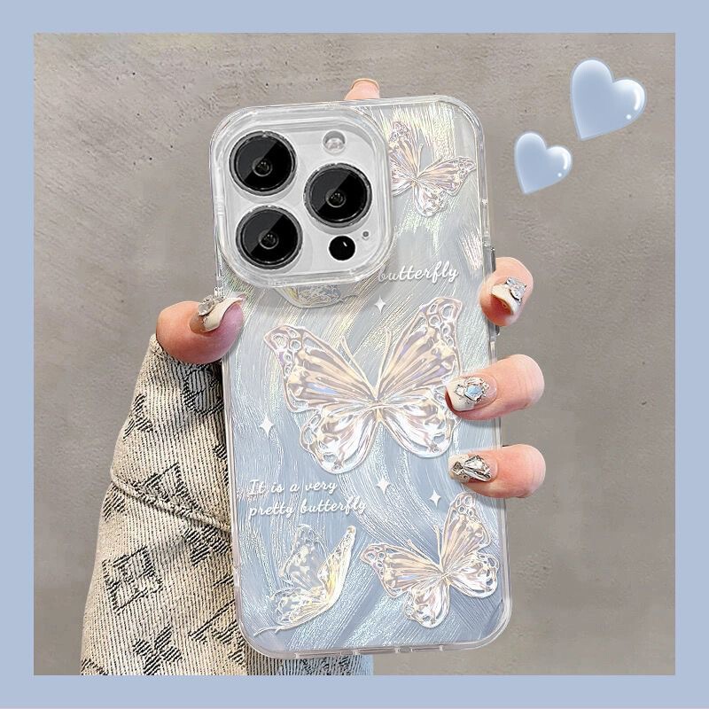Gradient Butterfly Suitable for Apple 16Promax/15 Mobile Phone Case Iphone14/13/12 Glitter Soft Shell Xr/Xs