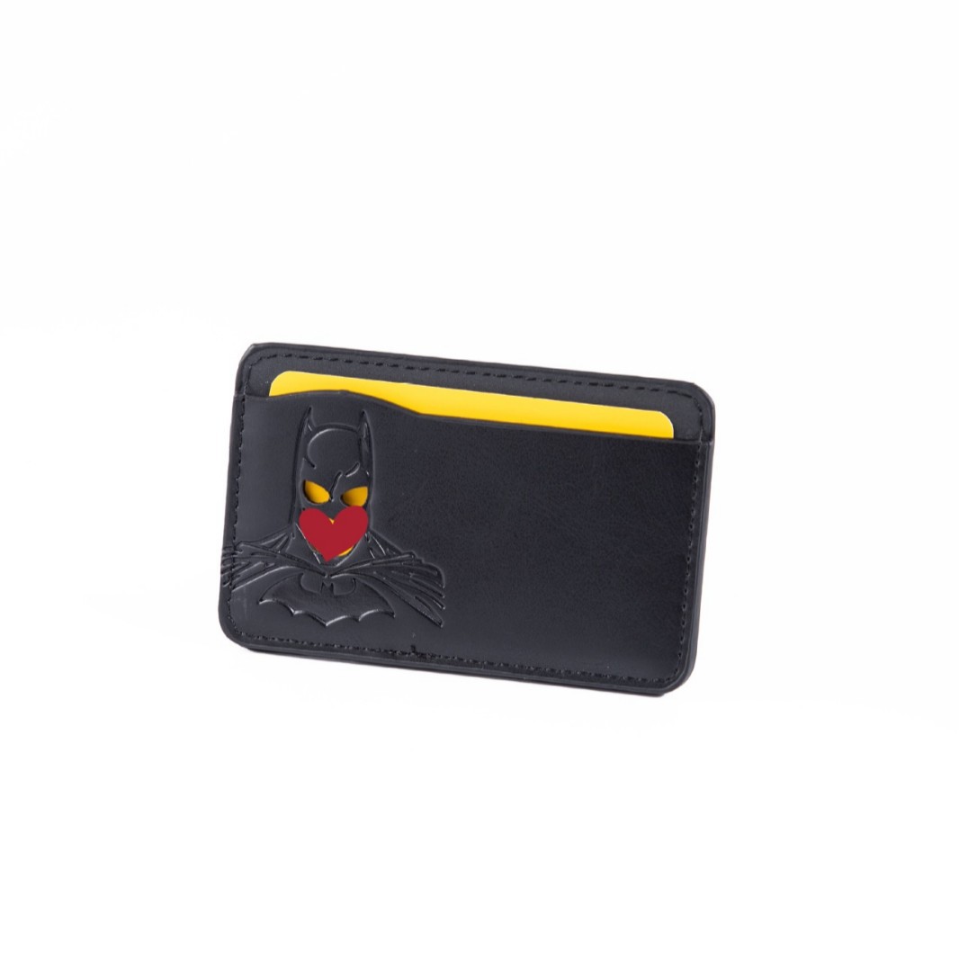 Bolsa de tarjeta bancaria de posición de tarjeta múltiple ultrafina, funda de tarjeta corta minimalista, monedero de cuero para hombre, murciélago de equipo de héroe transfronterizo