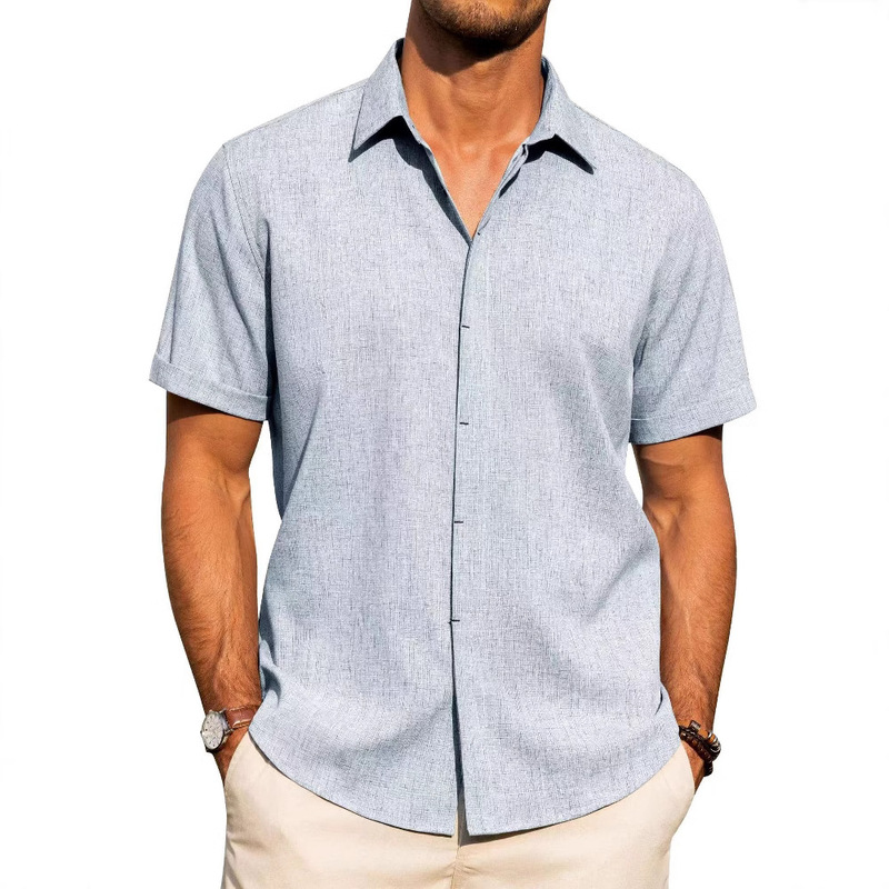 New Summer European and American Cross-Border Amazon Wish Ebey Tie-Dye Light Mature Casual Linen Short-Sleeved Shirt