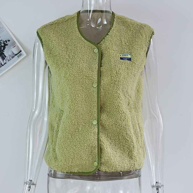 민소매 퍼 숏조끼-그린