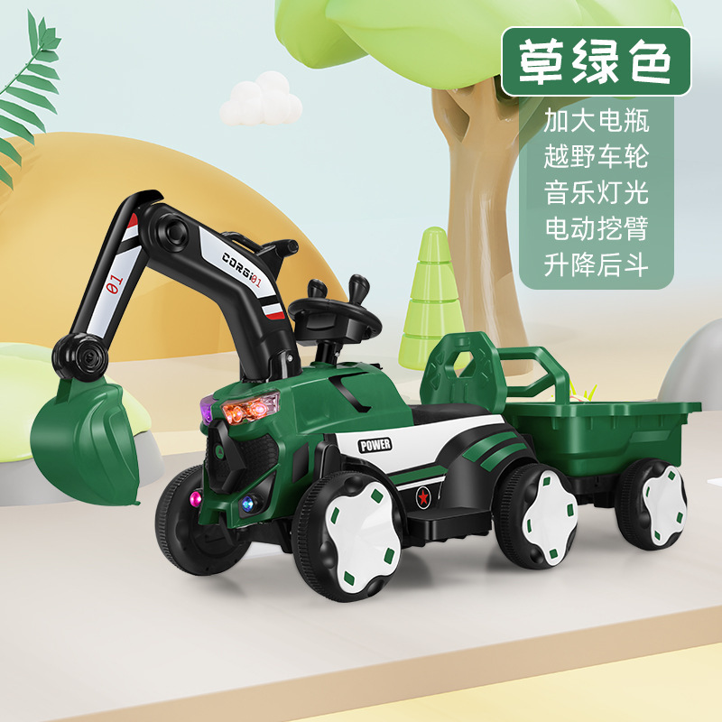 Excavadora eléctrica para niños se puede sentar en un coche de juguete para niños gran excavadora de ingeniería de cuatro ruedas image 17