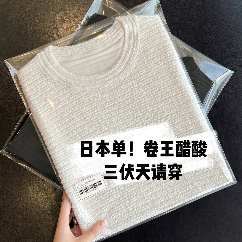 A Socialite's High-End Feel ~ Japanese Acetate Fine Pleated Normcore Style Small Round Neck Versatile Slimming Look Straight Short-Sleeved T-Shirt A Socialite's High-End Feel ~ Japanese Acetate Fine Pleated Normcore Style Small Round Neck Versatile Slimming Look Straight Short-Sleeved T-Shirt