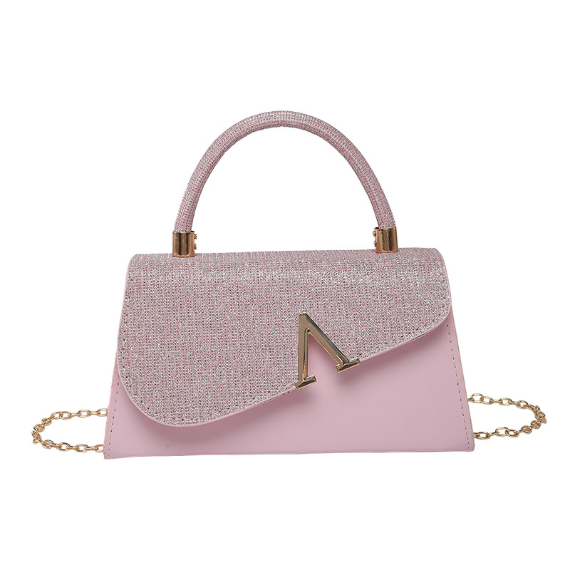 Bolso femenino transfronterizo simple europeo y americano 2025 nuevo bolso de cena de moda en forma de V de moda bolso de diamantes de imitación brillante de alto valor
