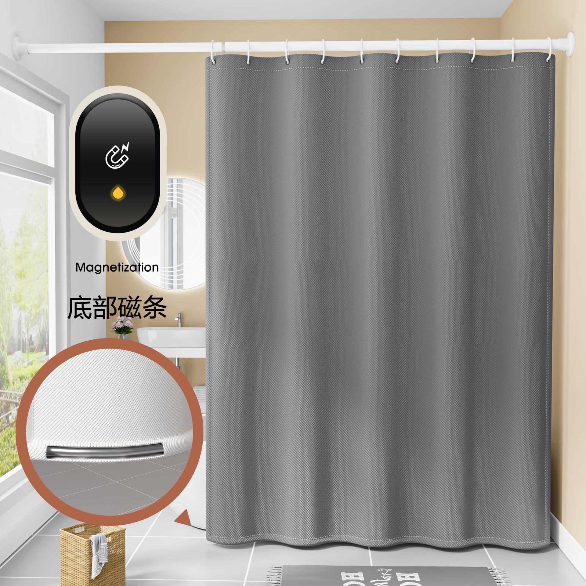 Transfronterizo de poliéster cortina de ducha de color sólido engrosada impermeable y a prueba de moho baño hotel partición cortina fabricante