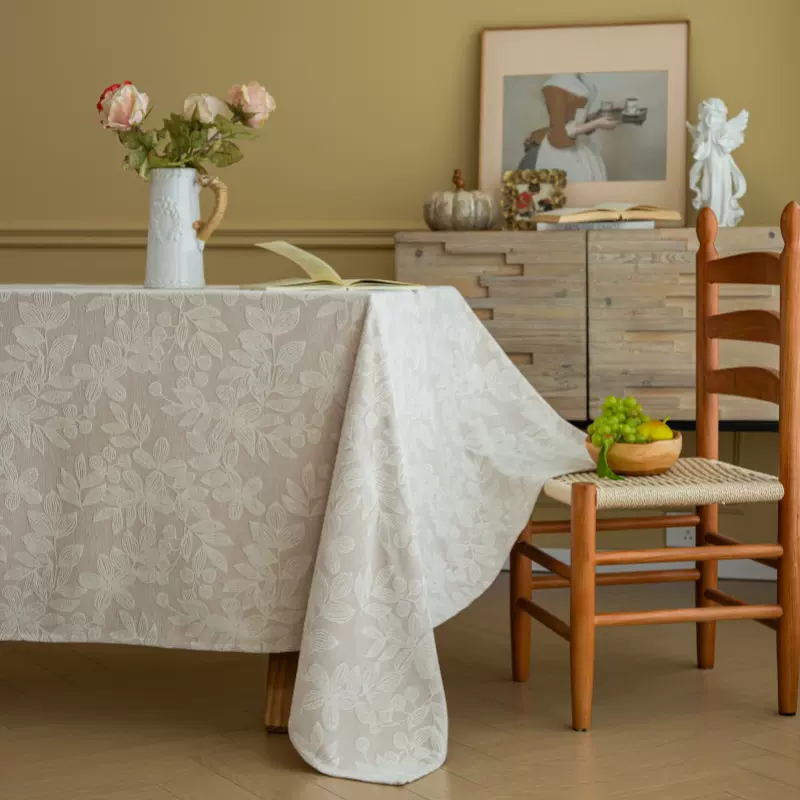 加厚法式暗纹餐桌布高级感提花布艺桌布茶几布长方形台布盖布盖巾