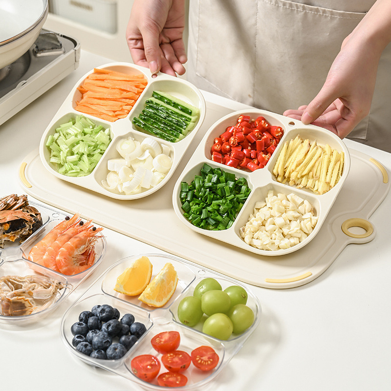 Home Channel New Seasoning Dish Four-grid Dish Creative Hot Pot Base Dish Dish Home Kitchen Internet Celebrant Hot Pot Sub-pack