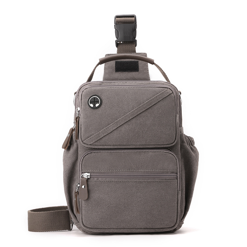 2024 Bolso de pecho de lona retro de moda para hombre nuevo transfronterizo Bolso de mensajero para hombre multifuncional al aire libre de gran capacidad
