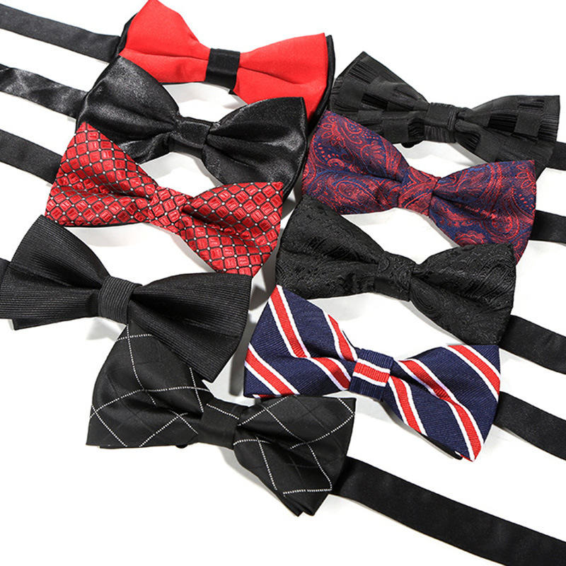 Men's Bow Tie Men's Best Man and Groom Wine Red Black Bow Tie Dress Wedding British Korean Style Bow