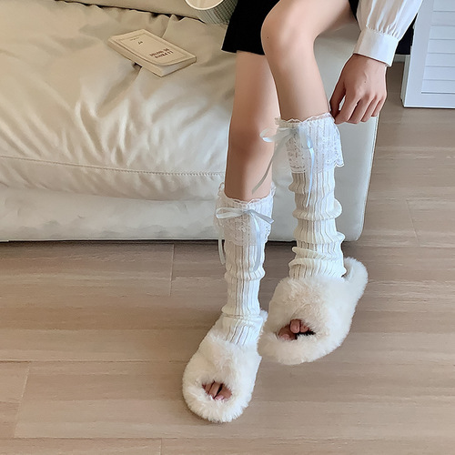 Sock covers for women, sweet lace, Japanese style Lolita socks, autumn and winter cute soft girl jk knitted calf socks covers