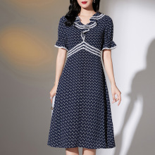 一件代发中年连衣裙短袖2022夏季大码时尚妈妈装休闲薄款高端女装