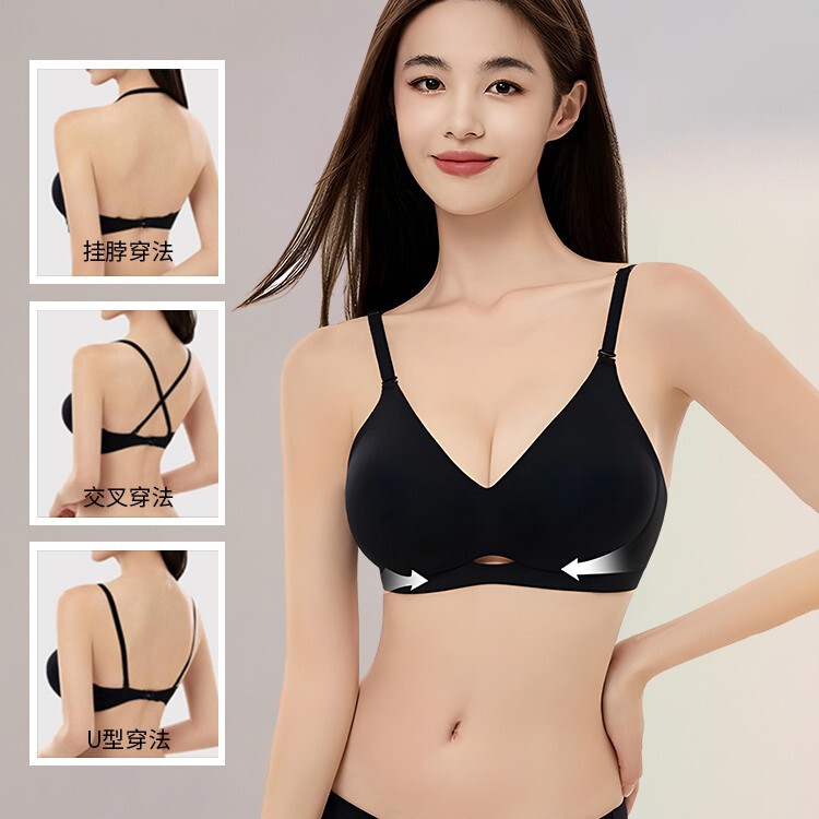 Comic Chest Underwear Women's Small Chest Gathering Large No Steel Ring Soft Support Exterior Expansion Sexy No Mark Bra suit