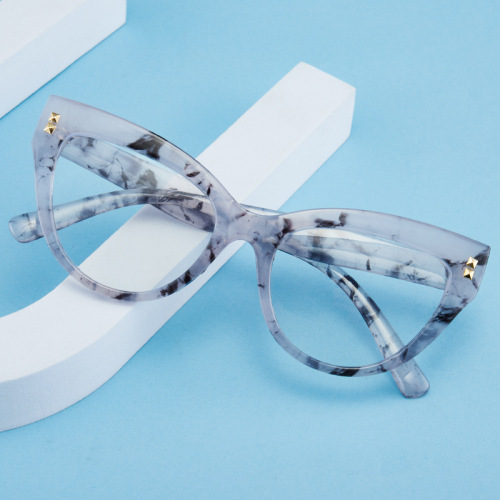 Personalized Western European cat-eye retro modern glasses for women, Instagram influencer style, rivet decoration, trendy, cross-border, non-prescription, blue light protection