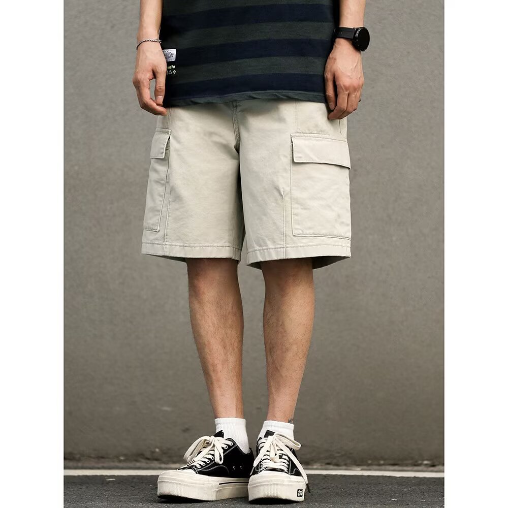 Cross-Border Foreign Trade | 2025 Summer New Style Five-Point Cargo Multi-Pocket Micro-Elastic Trendy Brand Straight Casual Men's Shorts