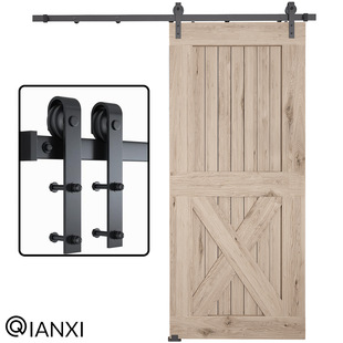 American Barn Door Hardware Carbon Steel Pulley Hardware Home Interior Black Wooden Sliding Door Splicing Track