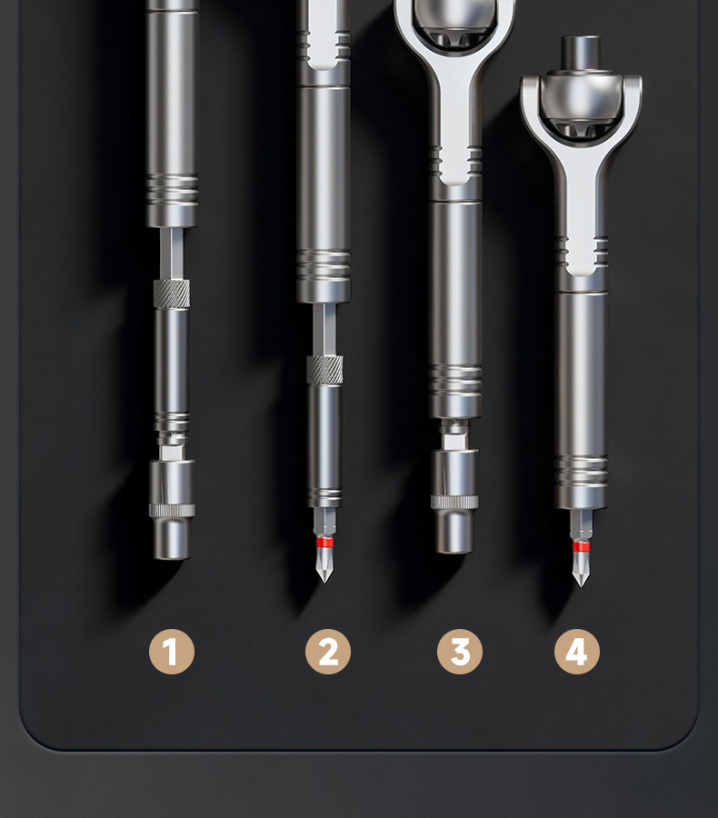 Lvlin Ratchet Screwdriver Combination Set, Multi-Function High Hardness Bi-Directional Bent Head Universal Tool Ratchet Wrench